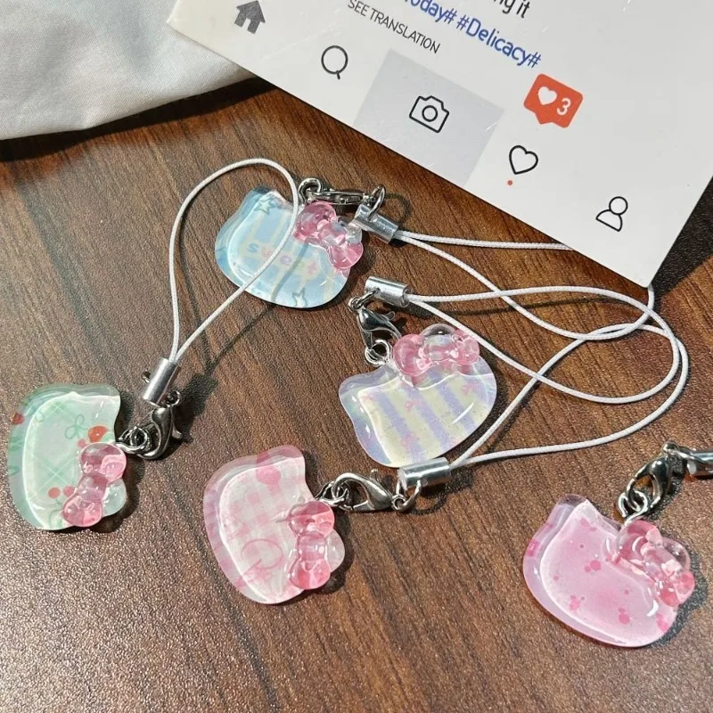 

Kawaii Sanrio Anime Kawaii Girls Transparent Keychain Pendant Cute Cartoon Summer Student Schoolbag Pendant Accessories Gifts