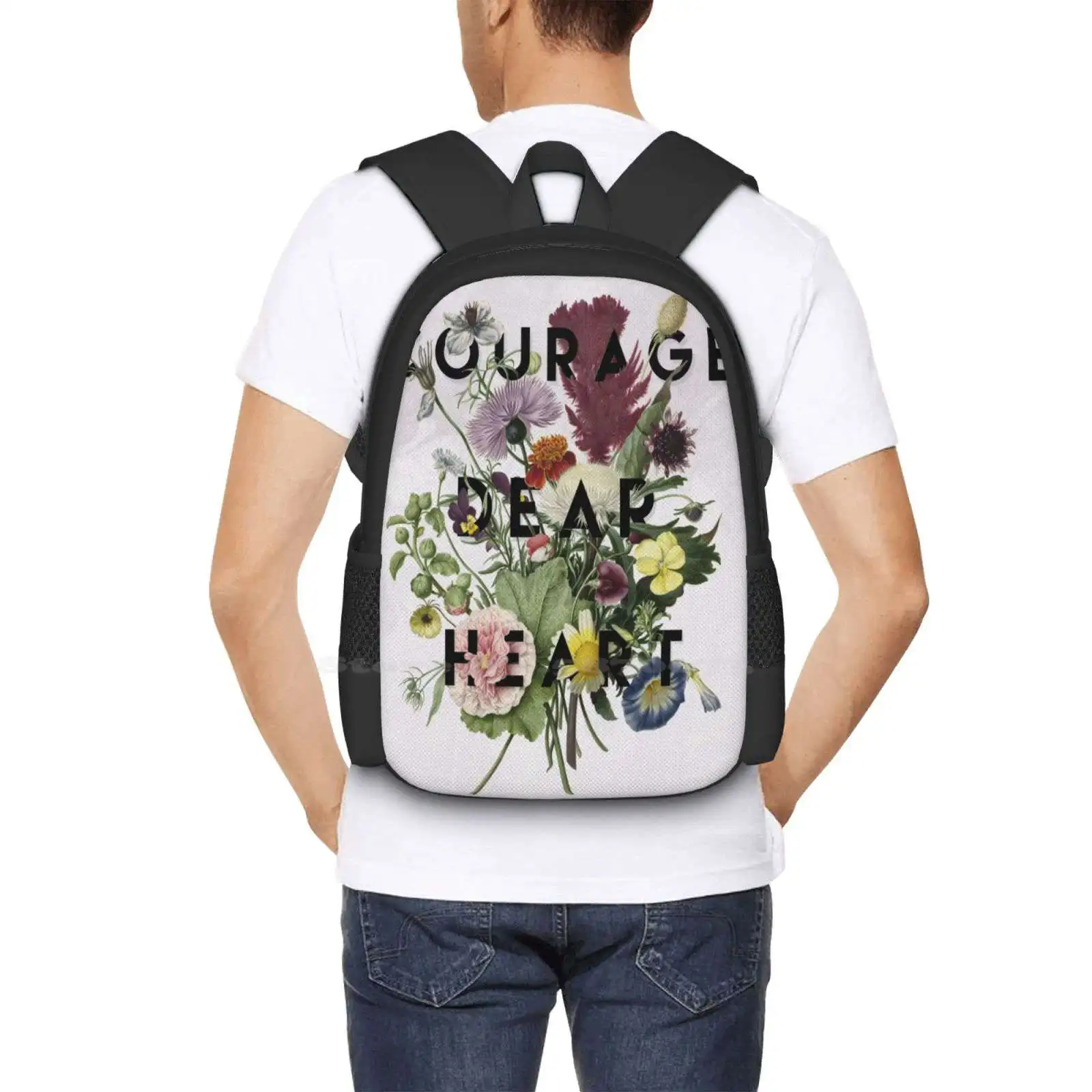 Mochila con palabras de valor, morral con ilustraciones botánicas florales, libros de moda, citas Cs, Lewis Aslan, gran oferta