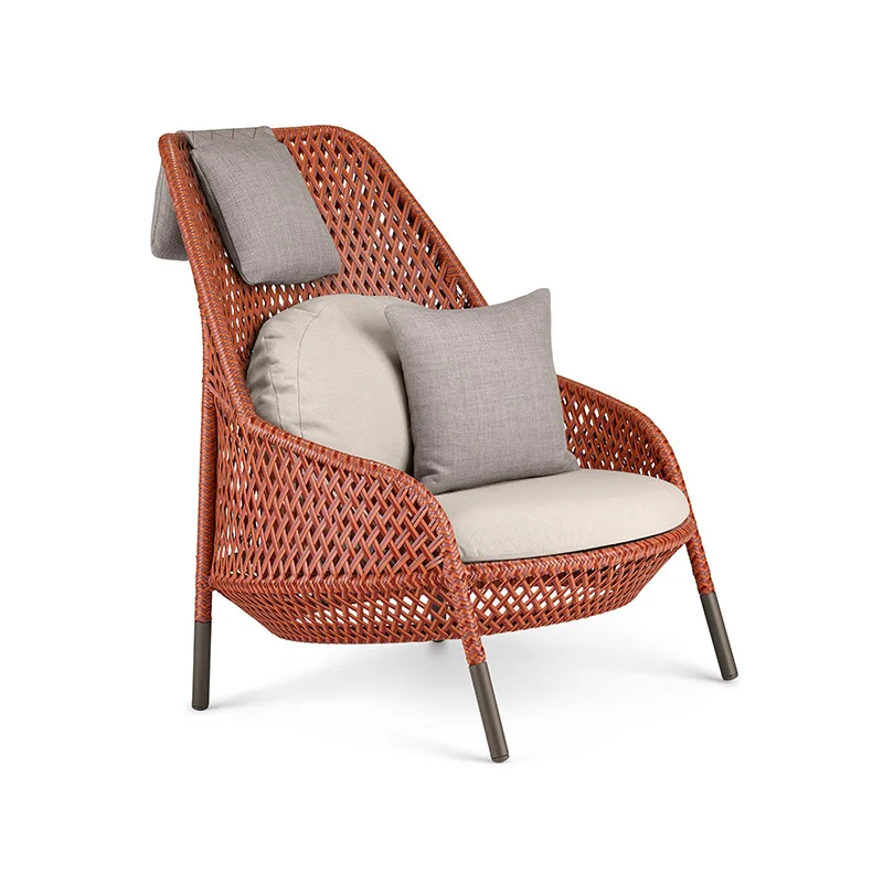 

Outdoor villa courtyard sofa leisure garden terrace furniture waterproof sunscreen metal rattan back