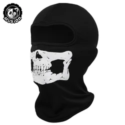 Musion Full Face Mask Black Ghosts Print Balaclava With Skull Printed For Cosplay Party Motorcycle Bike Cycling Hiking Outdoor