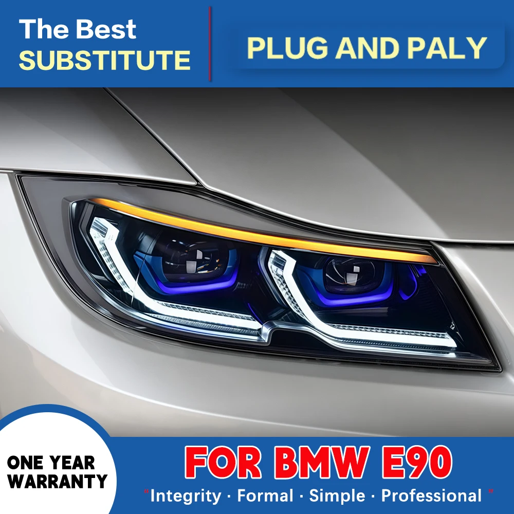 

Автомобильные фары для Bmw E90 12 В, светодиодные фары 2005-2012, фары 320I 325I 318I Drl, указатель поворота, дальний свет, линза проектора «ангельский глаз»