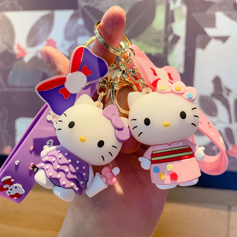 Kawaii Sanrio Hello Kitty Keychain Kawaii Cartoon Kuromi Car Key Ring Melody Cinnamoroll Backpack Pendant Ornaments Girls Gifts