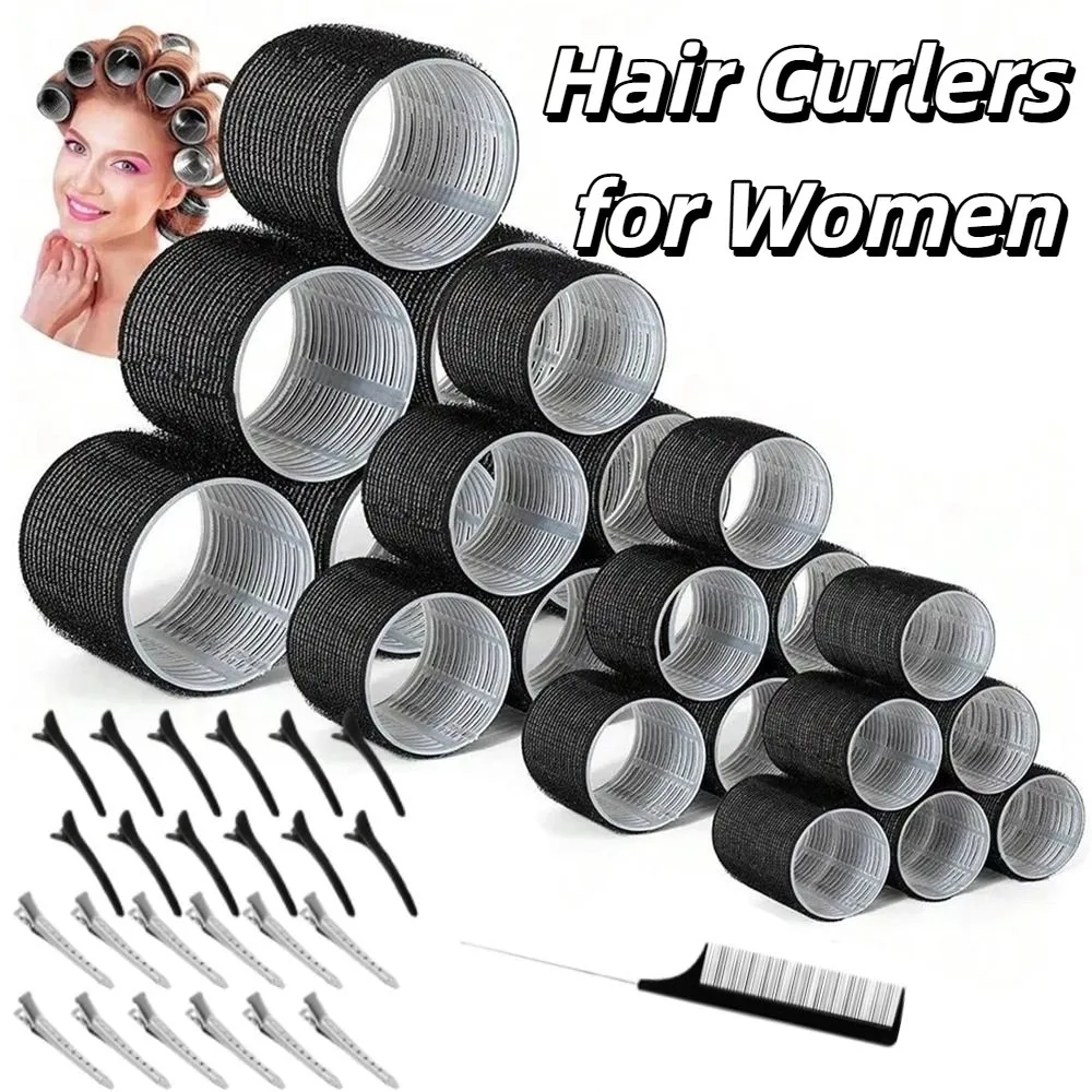 

50Pcs 4 Sizes Rollers Self-Grip Hair Rollers Set Heatless DIY Heatless Hair Curlers Reusable Hair Partition Clip