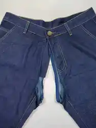 Pantalones cortos de mezclilla con cremallera Invisible, pantalones de asiento abierto, pantalones cortos de mezclilla finos de verano, pantalones vaqueros rectos elásticos para hombres