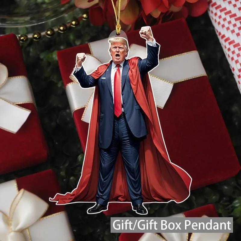 1pc op de Trump geïnspireerd acryl kerstdecor hangend ornament voor auto en boom perfect vakantiecadeau grappige cartoon hanger