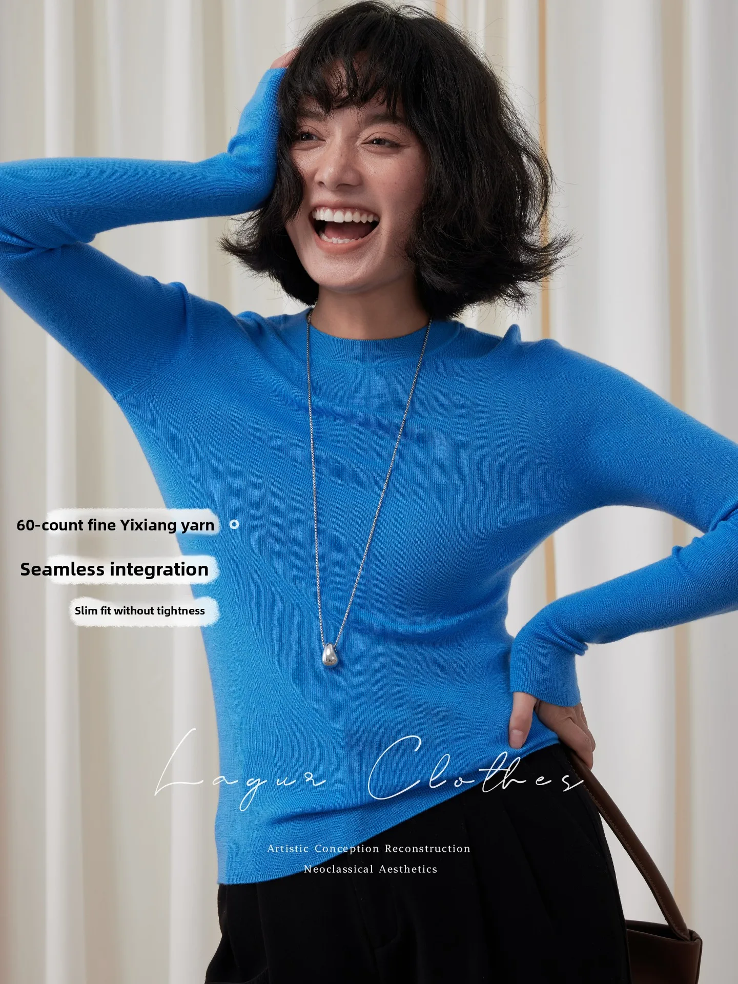 Gold Wool Yangzhou Silk 60-Strand Ultra-Fine Knitted Base Shirt Seamless Integrated Autumn round Neck Knitwear for Women