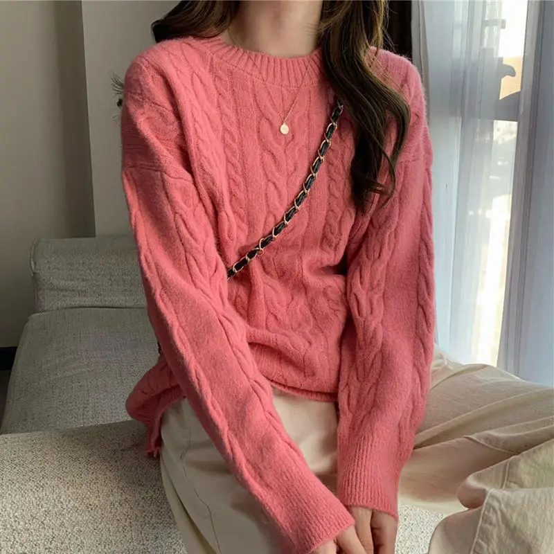 Knit Tops for Woman Round O Neck Women's Sweater Autumn Winter 2024 Cashmere In Promotion Y2k Fashion Korea Designer Pullover