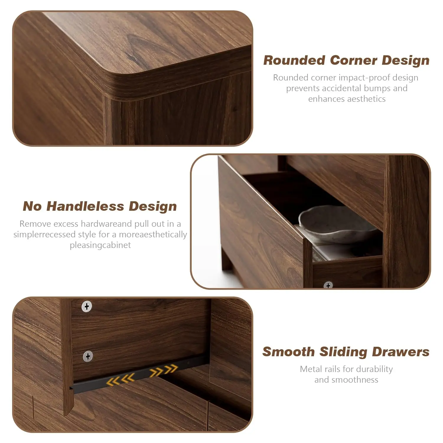 3 Pieces Bedroom Set, 55 Inch Width 7-Drawer Dresser & 2-Drawer Nightstands Set of 2,Nightstand with USB Nightstand, Customized - view 6