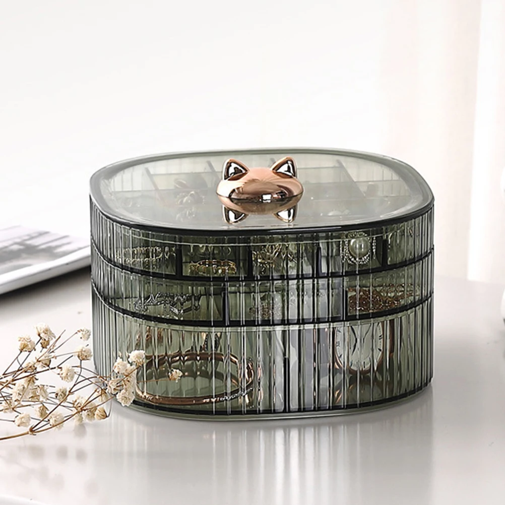 

Jewelry Storage Box 3-tier Stackable Container for Earrings Rings Pendants Holder Organizer Display Case Home Bedroom Shop