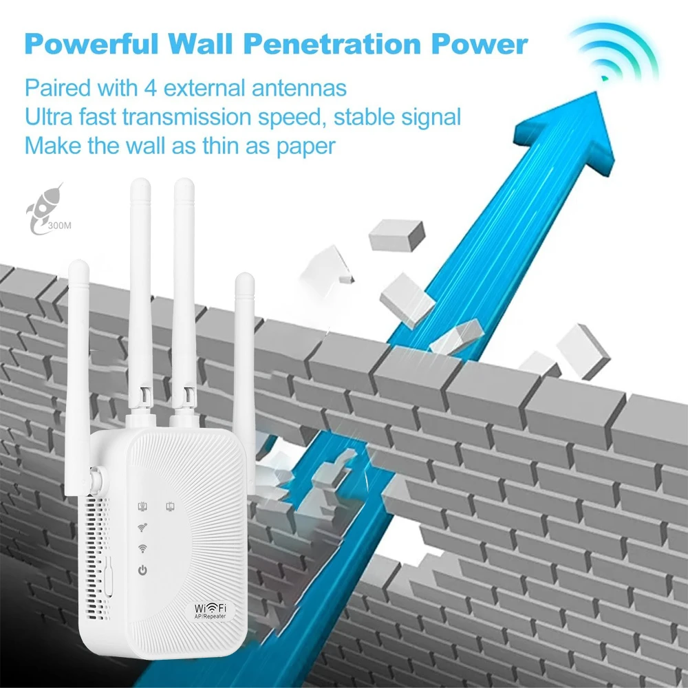300M 2.4G WiFi Range Extender Wireless Signal Repeater High Speed Amplifier Easy Operation Network Booster For Household