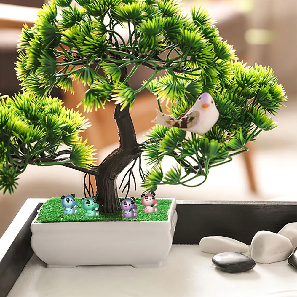 

35Pcs Glow Statues Mini Sitting Cartoon Panda Sculptures for Indoor Outdoor Garden Bonsai Landscape Decoration