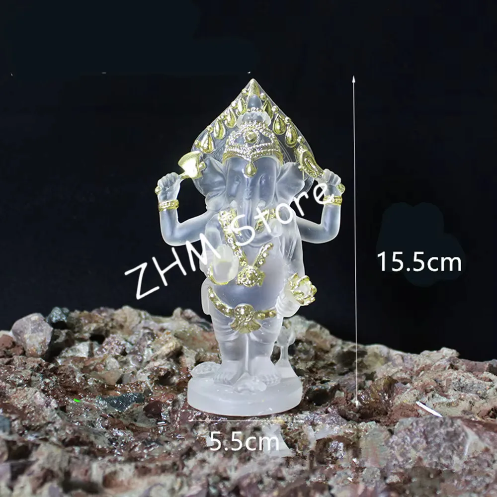 

15.5cm Resin White/Transparent Thailand Elephant God Figurine of Statue,Home/Office Putting Decorate Genesha Keepsake Gift