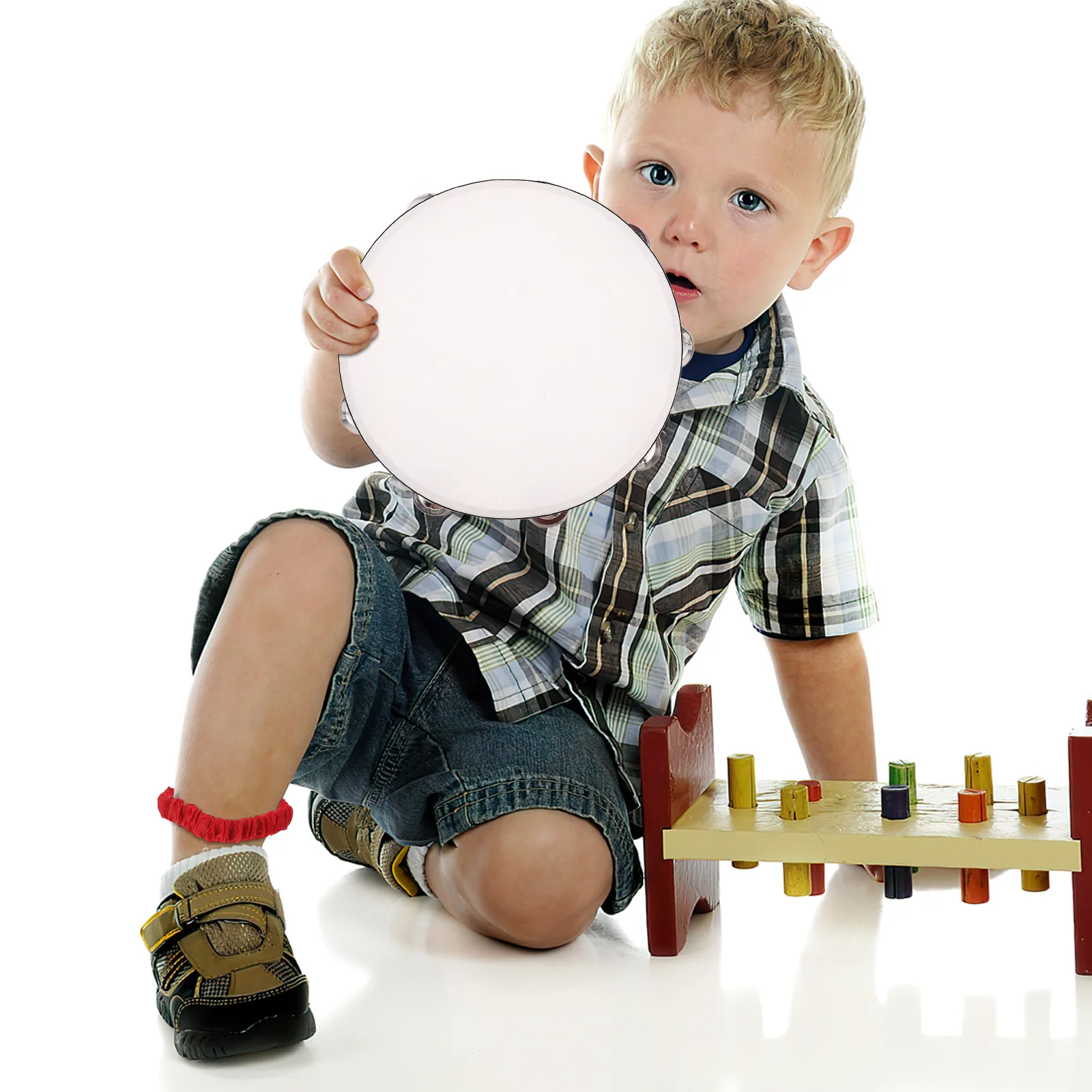 

3Pcs Kids Hand Drum Wooden Tambourine Teaching Aid Preschool Music Class Percussion Instrument Cheerful Sound Dance Movement