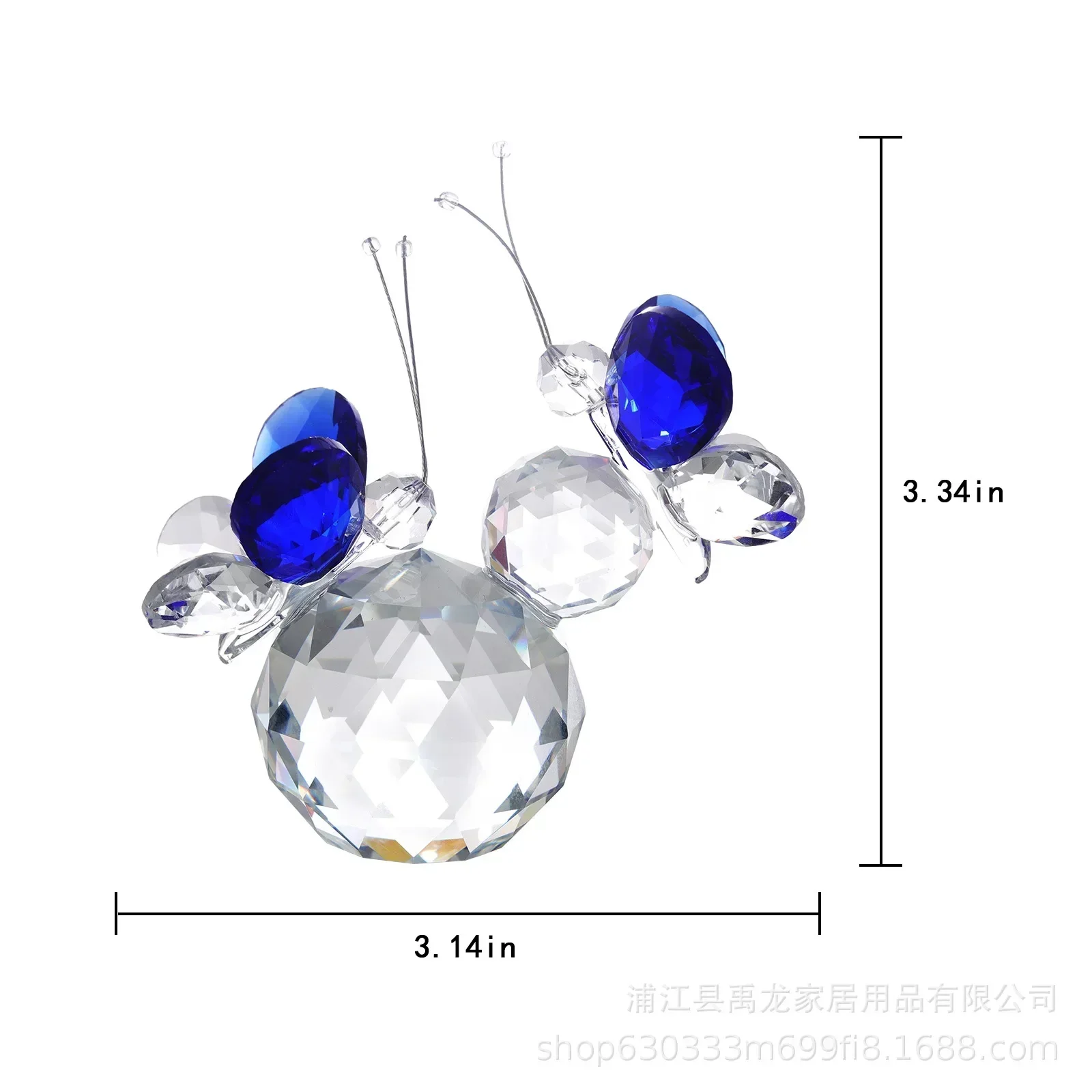 Art Double Butterfly Animal Crystal Ornaments Blue Pink Crystal Crafts Creative Birthday Gift Indoor Living Room Ornaments