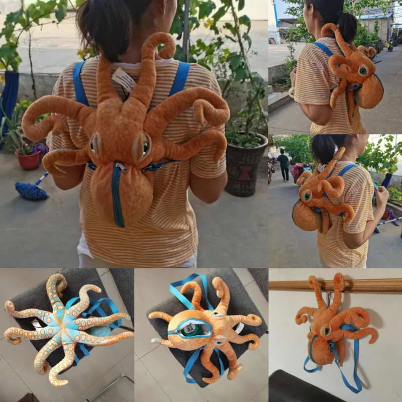 

Octopus Backpack Plush Backpack Students Funny Creative Couple Tiger Lion Plush Backpack Children Large Capacity Backpack Kids