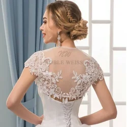 Wedding Jackets Lace Front Open Cap Sleeve Bridal Boleros Shawl Wrap Appliques Bride Jacket Customized