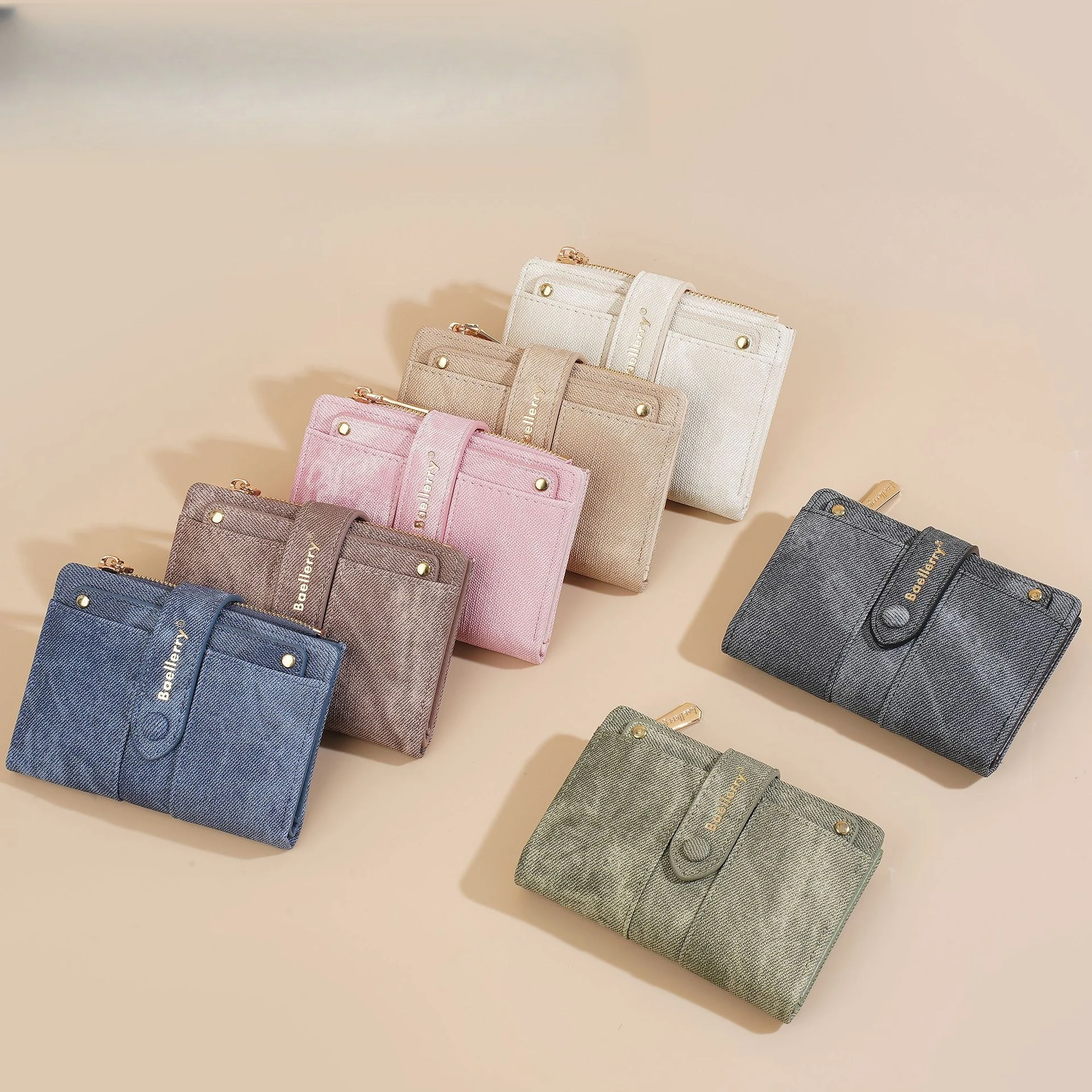 

Ladies' button-up zipper wallet, coin pocket, mini card case integrated fashionable small wallet