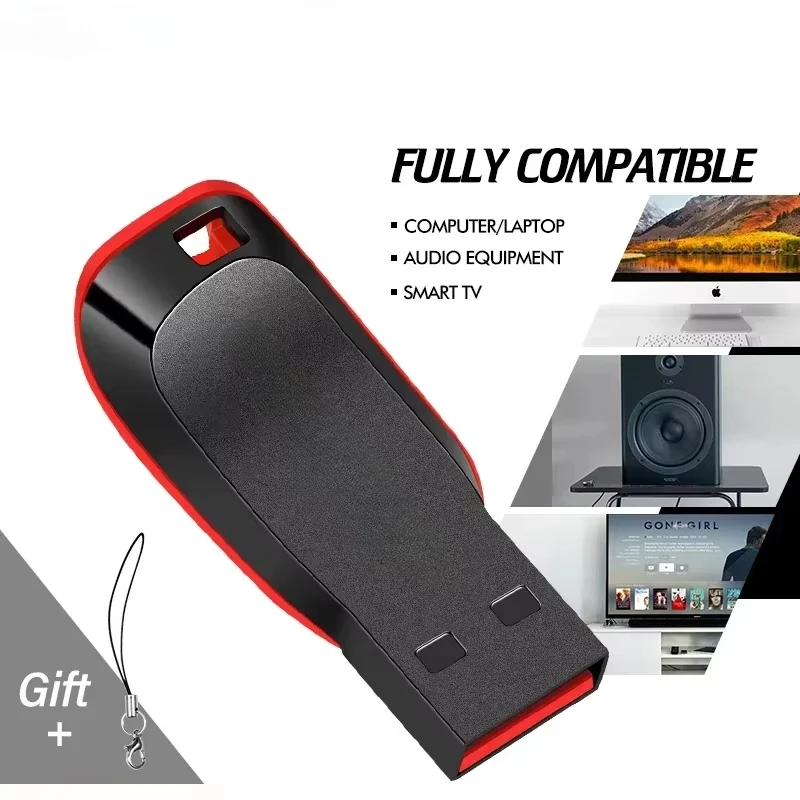 High Speed Genuine USB Flash Drive 128GB Black Pen Drive with Bonus Keychain 64GB Memory Stick 32GB Business Gift 16GB image 3