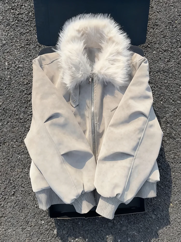 

Мужская зимняя куртка из утолщенного хлопка в американском стиле, пилотский фасон с большим меховым воротником, дизайн Mountain Eagle, повседневная верхняя одежда