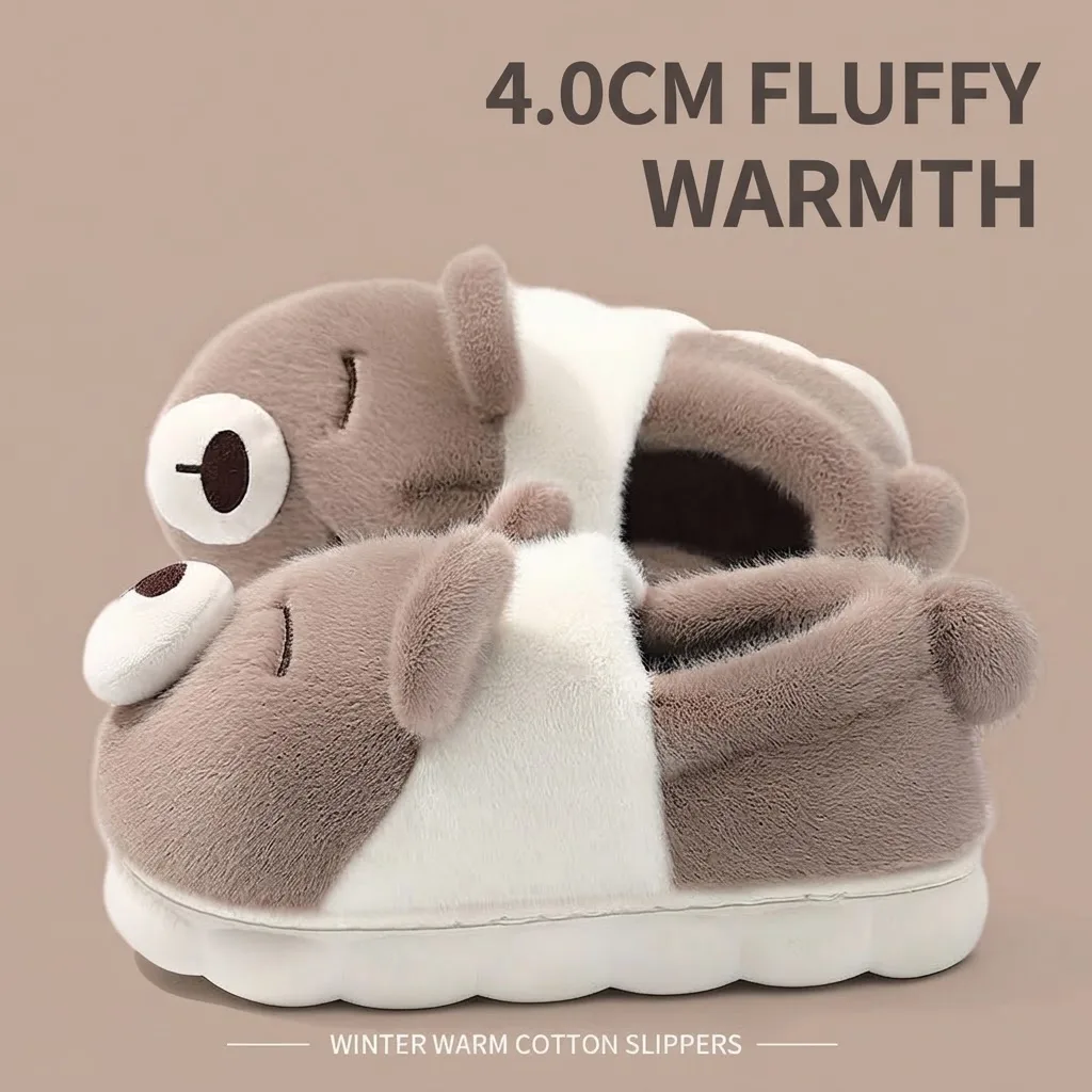 Niedliche Bären-Winter-Hausschuhe, warm, für Damen und Herren, mit dicker Sohle, weichem Plüschfutter, rutschfest, für drinnen und draußen, lässige Hausschuhe. – Detail 30