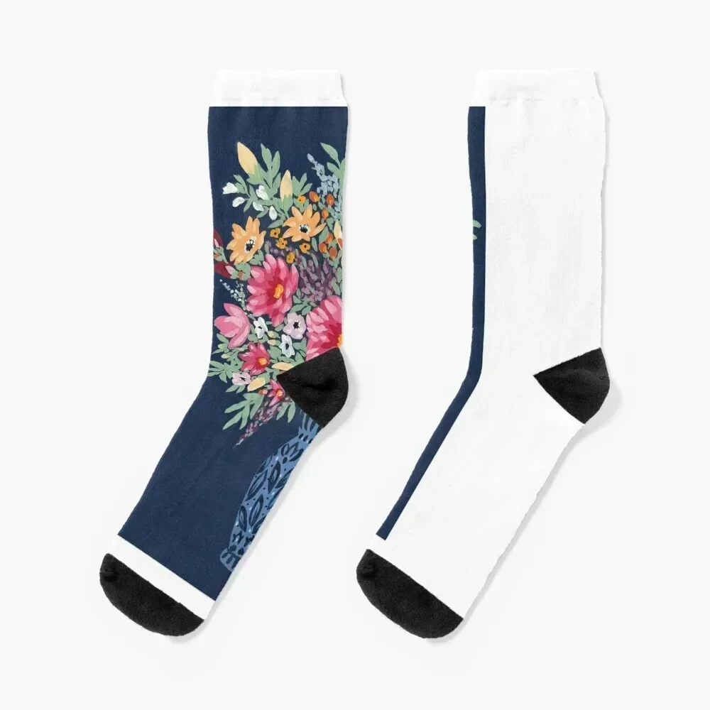 pink floral bouquet in vase Socks men cotton high quality new year FASHION Socks Woman Men's