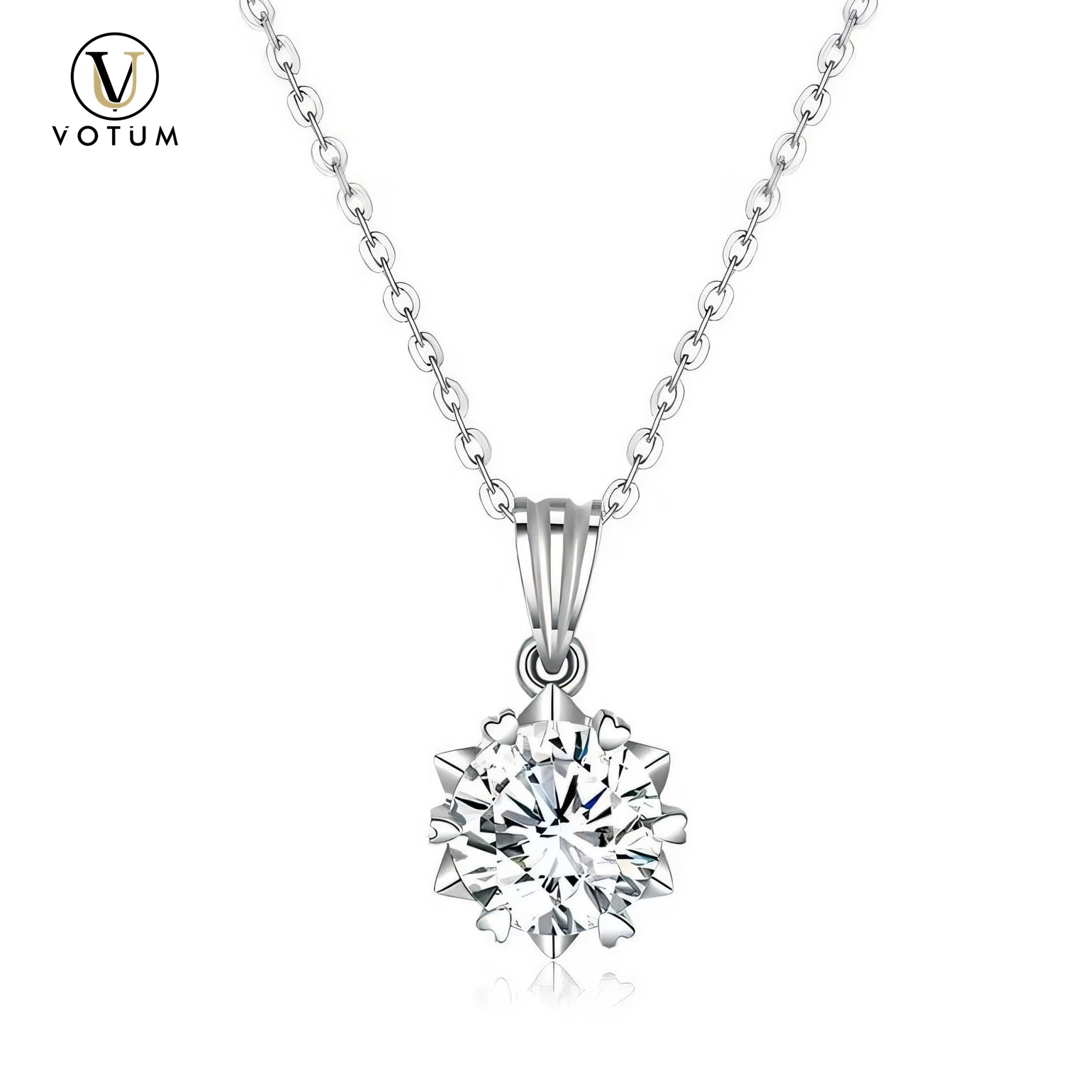 

Votum Silver 925 Chain Round Pendant Necklace with 1ct Moissanite Diamond GRA Certificate for Women Fashion Jewelry Luxury Gift