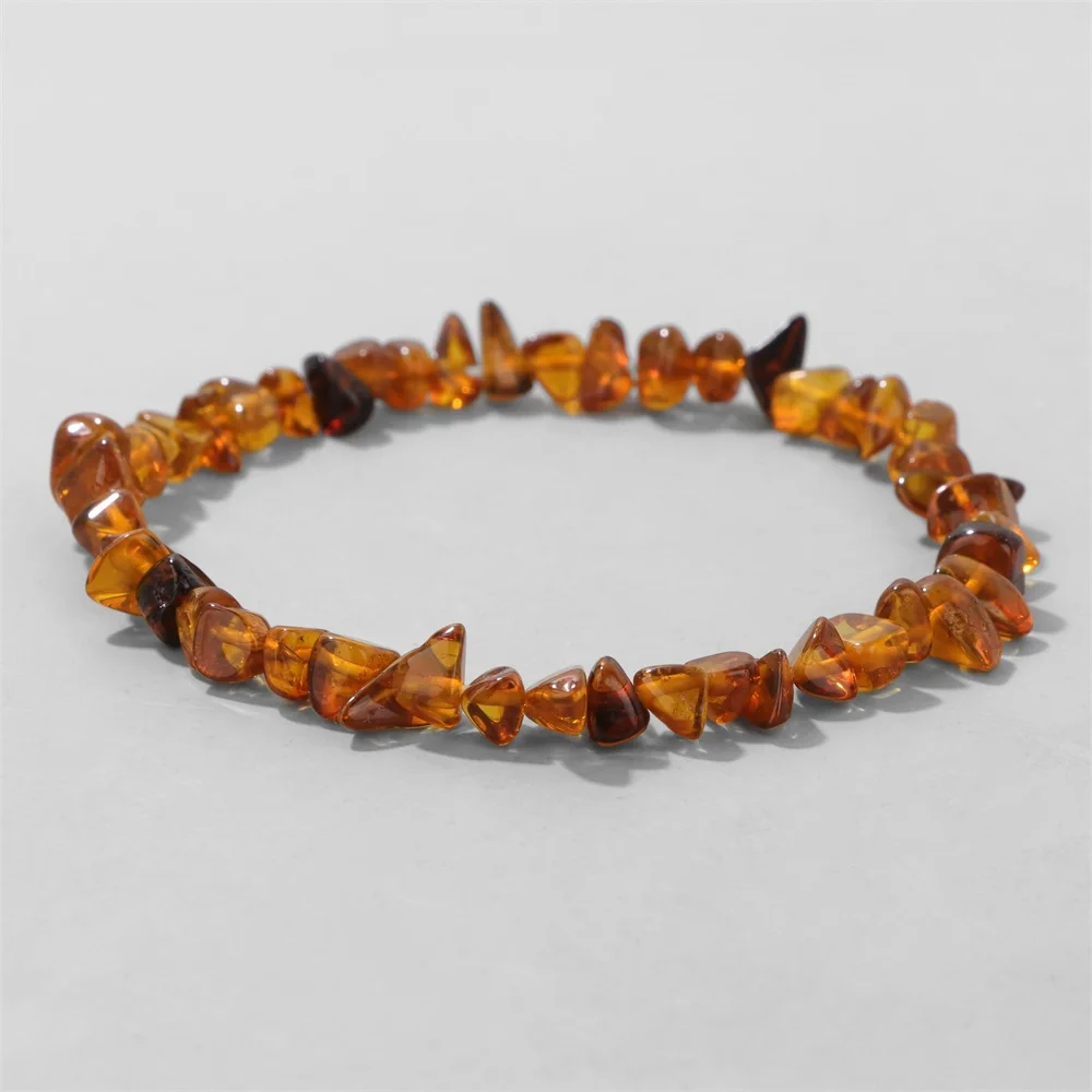 Irregular Cube Amber Bracelets for Unisex Baltic Beeswax Natural Stone Beads Bracelets for Women Men Healing Jewelry Gift