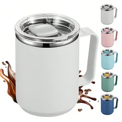 Leeseph Stainless Steel Coffee Mug with Handle and Sliding Lid , Insulated Double Wall Vacuum Travel Mug , Camping Outdoor