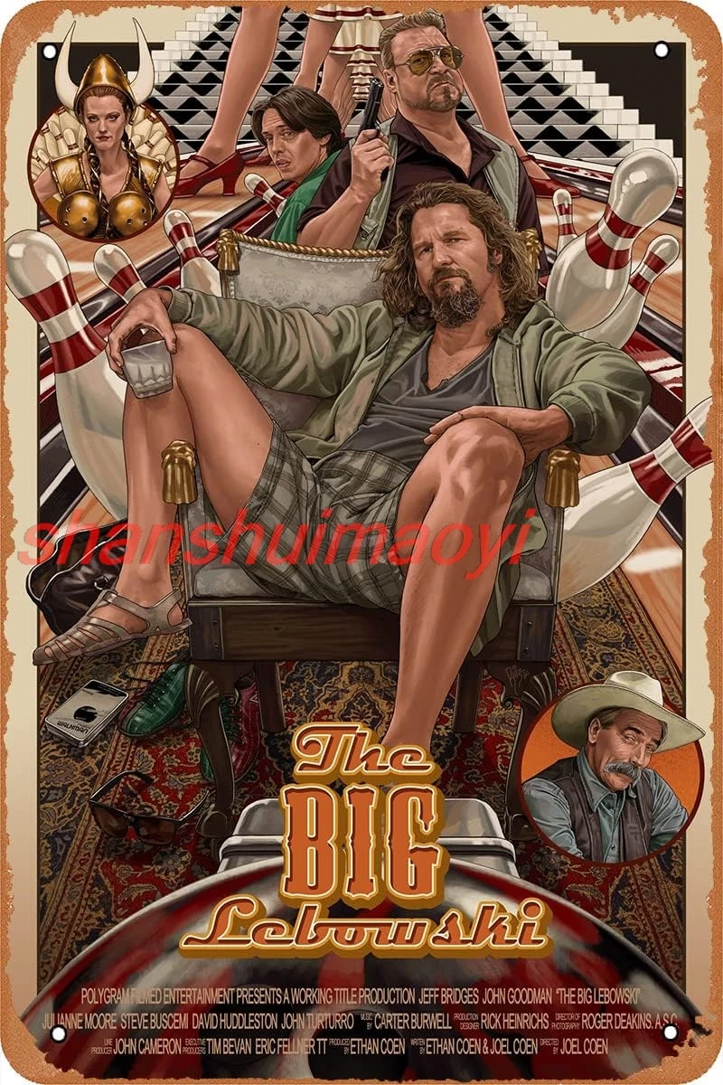 Оловянная вывеска TirsShawl The Big Lebowski, классический фильм, металлическая вывеска, винтажный художественный настенный декор, бары, кафе, домашний настенный декоративный 8x12 дюймов