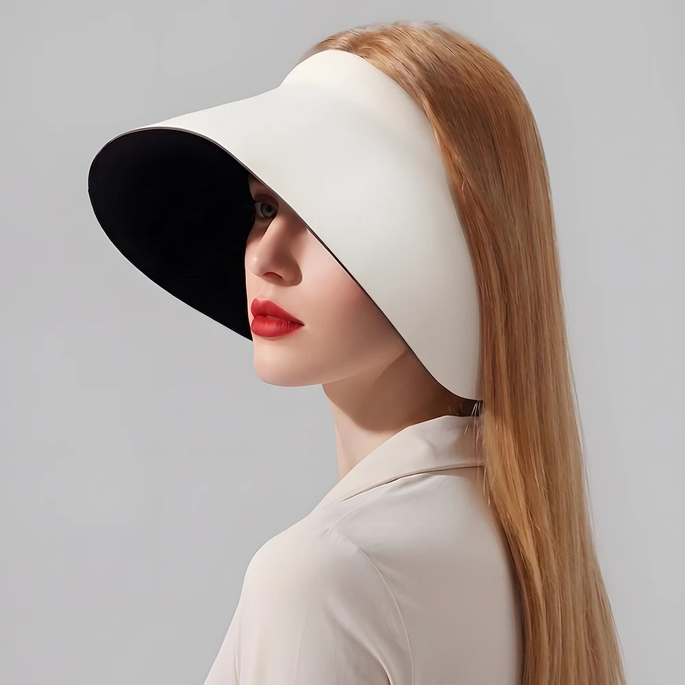 Summer New Seamless Sun Hat with UV Protection for Women, Featuring A Large Brim and An Empty Top for Shade
