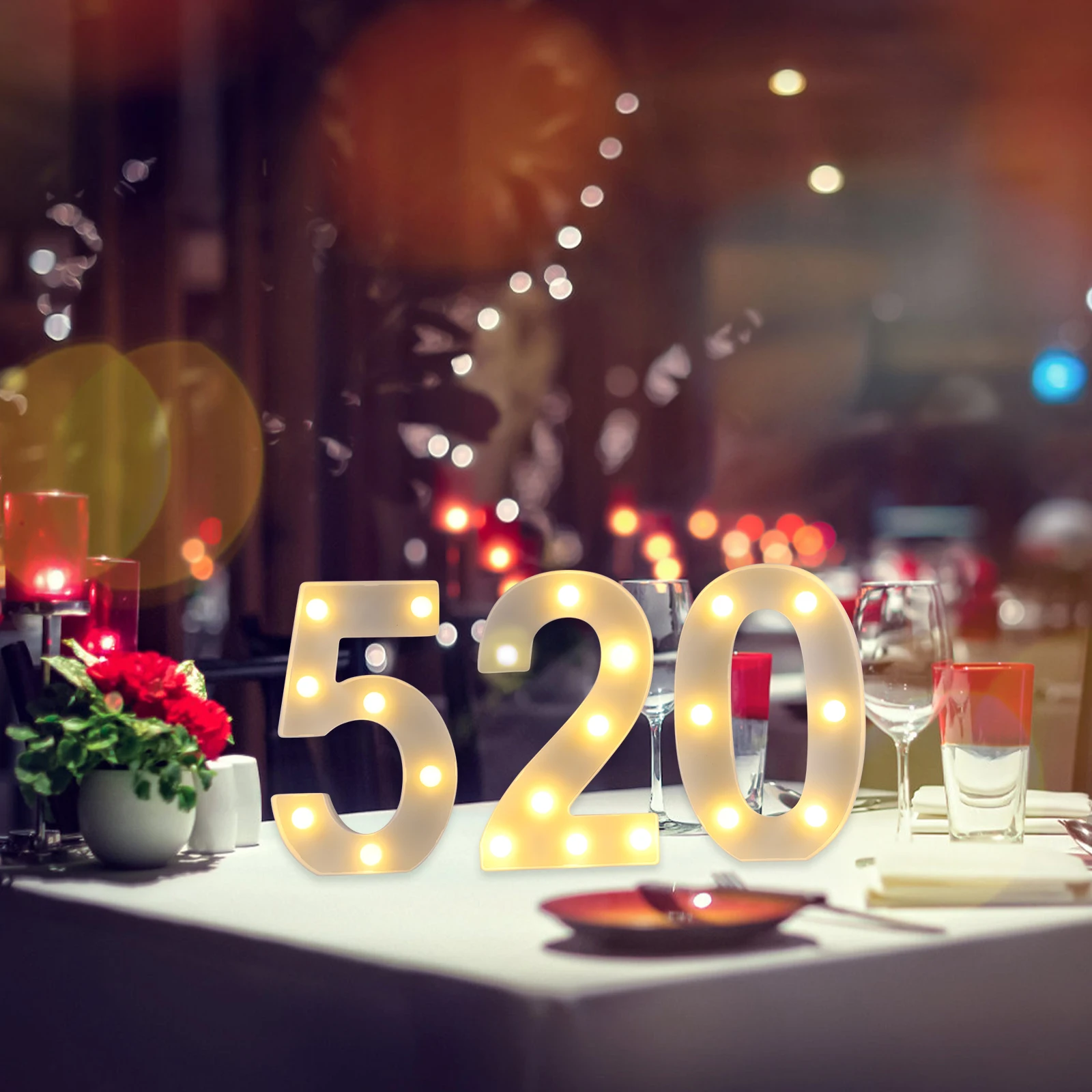 

520 Led Number Light For Party Decoration Light-Up 520 Numbers Sign Led Number Sign Lamp Lighted Digital Lamp Coffee