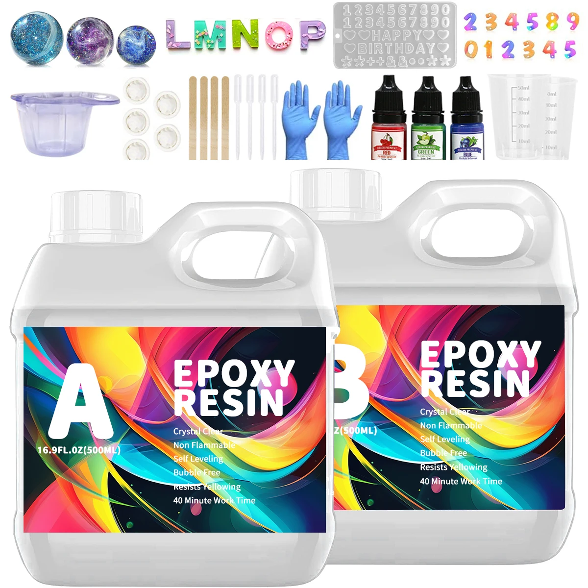 

500 мл пищевой безопасный набор эпоксидной смолы 1:1 соотношение пузырьков быстрое отверждение для речного стола ювелирные изделия DIY