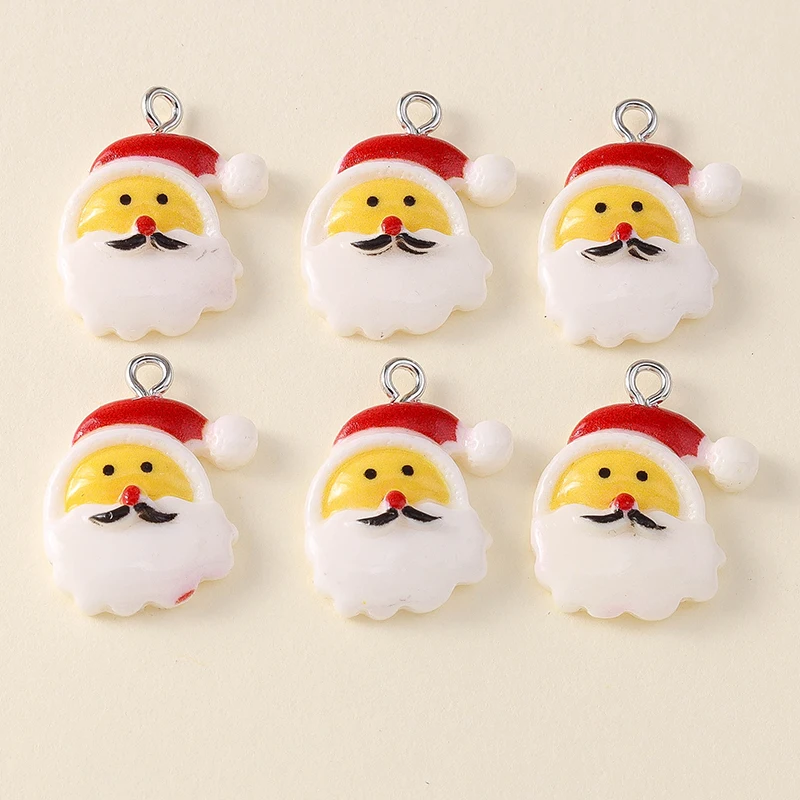 

20pcs 17x12mm Cartoon Resin Christmas Santa Claus Charms Pendants for Jewelry Making Earrings Necklaces Bracelets DIY Craft Gift