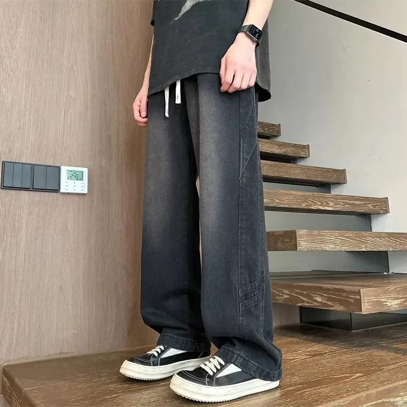 【Mirrordust】AutunnoinsLoose American High Street Jeans casual Pantaloni larghi a gamba larga