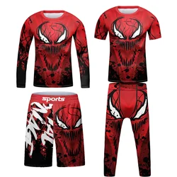 Neues jiu jitsu t-shirt für kind mma shorts bjj rash guard kids 4 teile/satz junge boxe kickboxen mma kompression kleidung kinder anzug