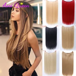 No Clips Natural Hair Extension Synthatic Artificial Long Straight Hairpiece Blonde Black Mixed Color False Hair Piece For Women