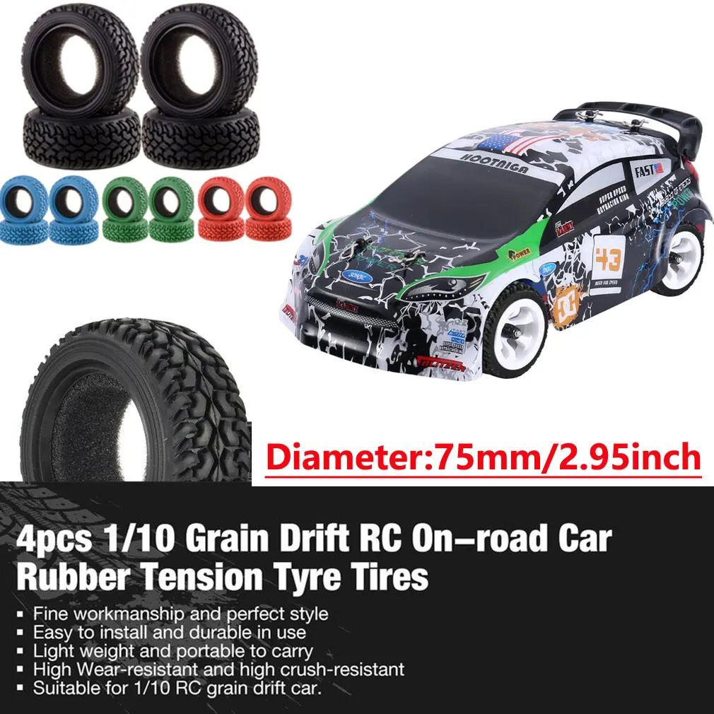4PCS YSIDO 75mm RC 1/10 Rally Tires for 1/10 RC Car On-Road Racing Rally HSP HPI Redcat Tamiya Kyosho SAKURA Upgrade Accessories