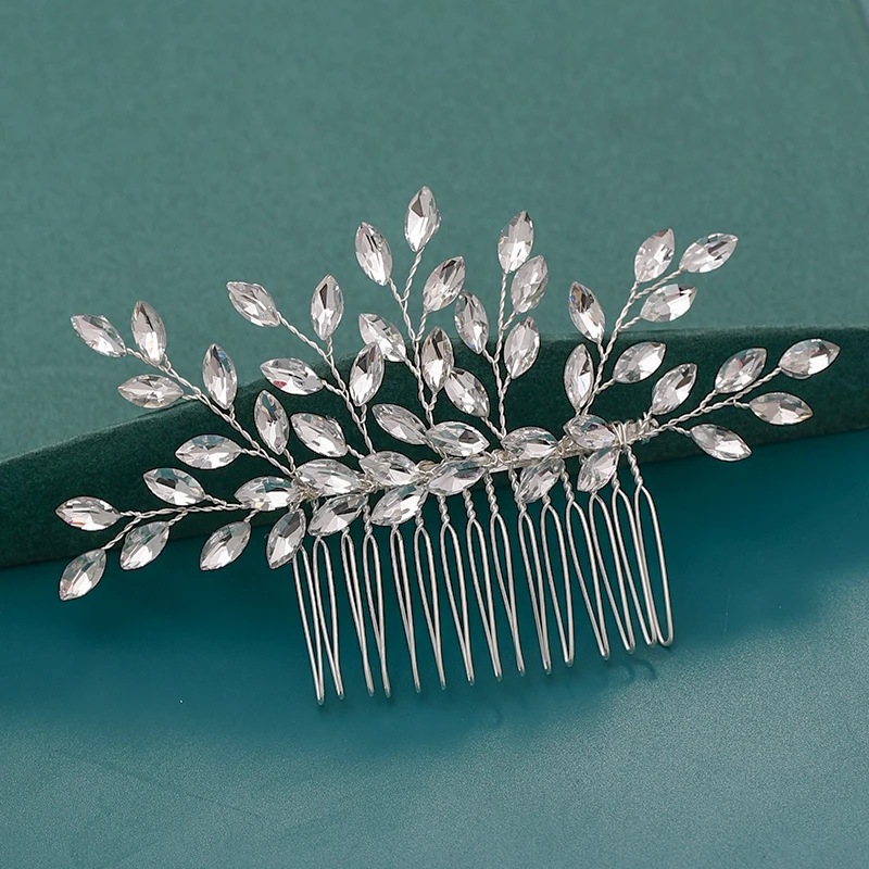 Bride Hair Combs Hair Accessories Wedding Bridal Headpiece Silver Color Handmade Crystal Pearl Wedding Ornaments Hair Jewelry