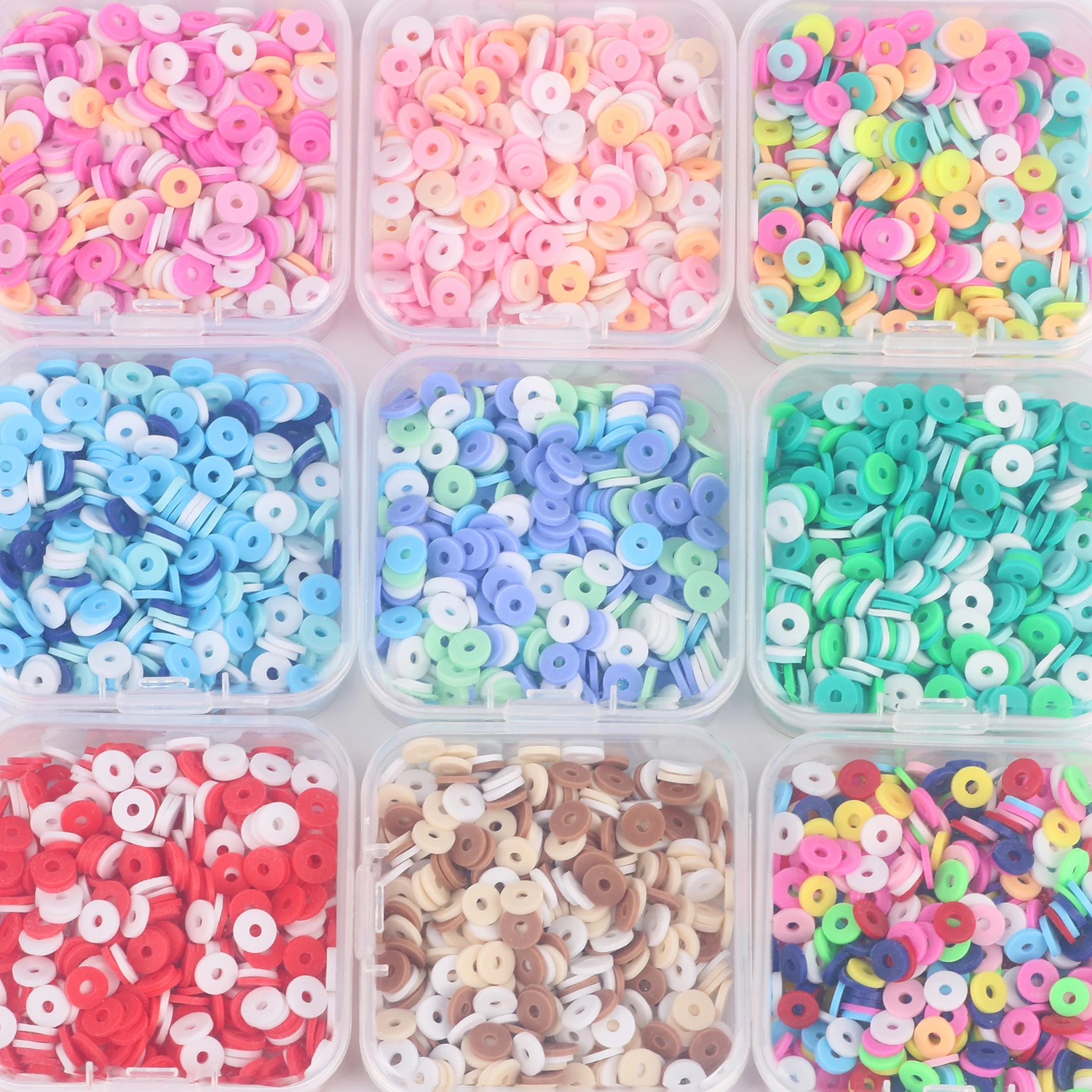 500pcs/Box 6mm Flat Round Polymer Clay Beads Box Set Chip Disk Loose Spacer Handmade Boho Beads For Diy Jewelry Making Bracelets