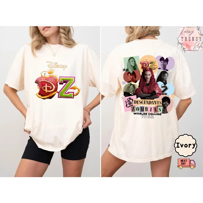 قمصان أحفاد زومبي جولة حول العالم 2025، أزياء جولة الاصطدامات العالمية للأحفاد زومبي، هدايا السفر لقضاء العطلات من ديزني لاند #5