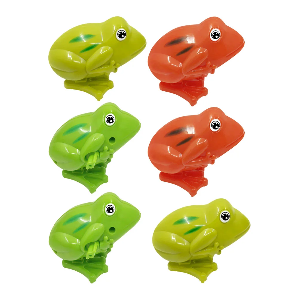 6 Pcs Bouncing Wind-up Toy Frogs Model Toys Children Clockwork Creative Playthings Abs Bounce