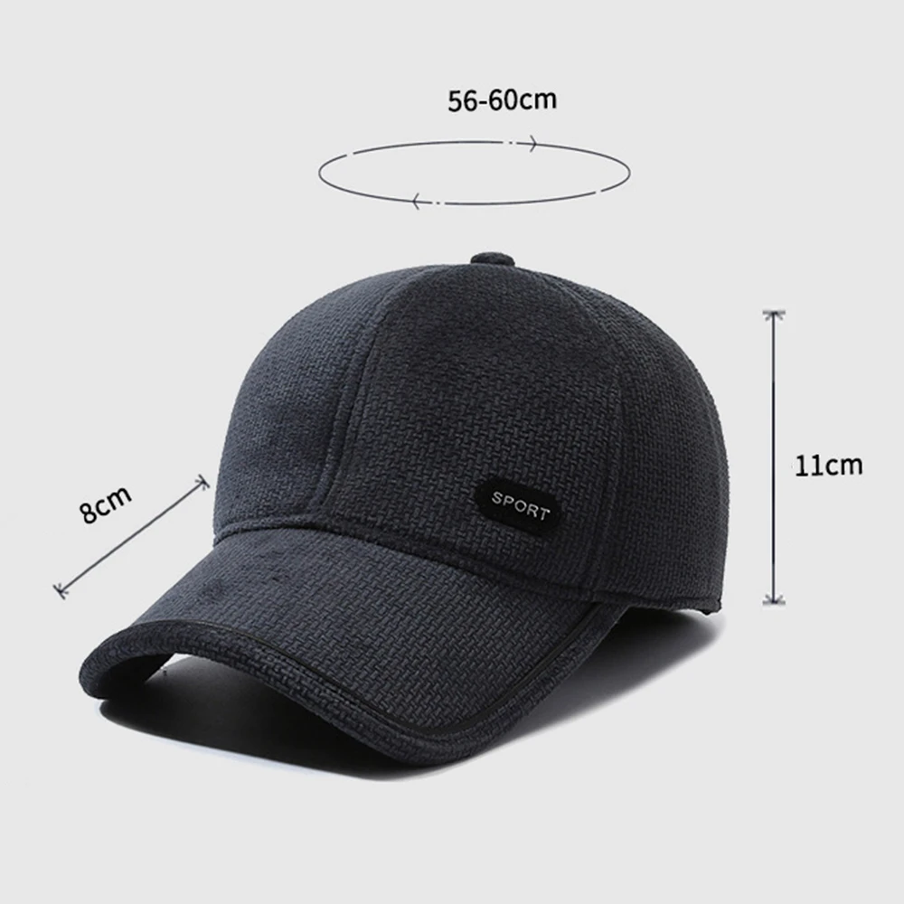 FS Gray Black Plus Velvet Winter Baseball Cap For Men Outdoor Cold Protection Earflaps Women Caps Warm Thickened Trucker Hats