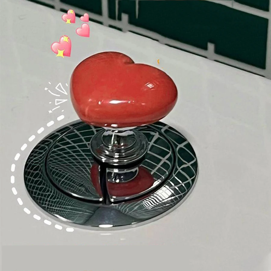 white Toilet press button, love heart shaped accessory, long manicure special universal flush switch, extended toilet, bathroom