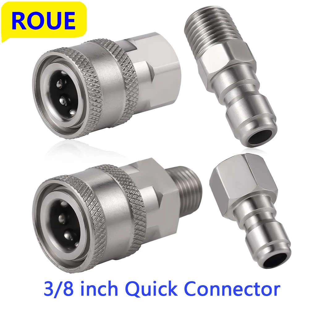 

3/8 Inch Stainless Steel Quick Connector Pressure Washer Coupler Quick Connect Male and Female Quick Connector Thread Fittings