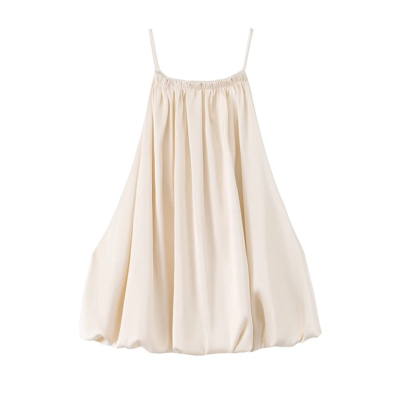 YENKYE New 2026 Women Solid Satin Balloon Halter Crop Top Sexy Casual Summer Tops
