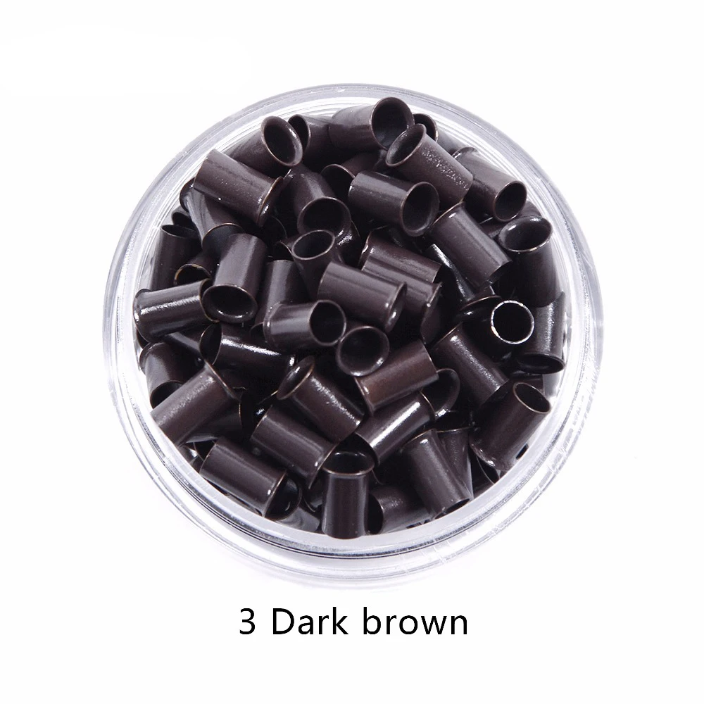 1000Pcs Long Euro Lock Flared Flaring Micro Copper Tube Rings Beads Links Human Hair Extensions Tools 7 Colors Optional