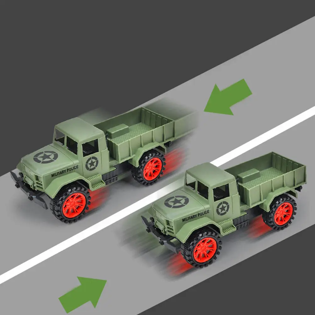 2Pcs Inertia Truck Military Pull Back Cars for Kids Baby Learning Developing Curiosity Truck Model Inertia Toy