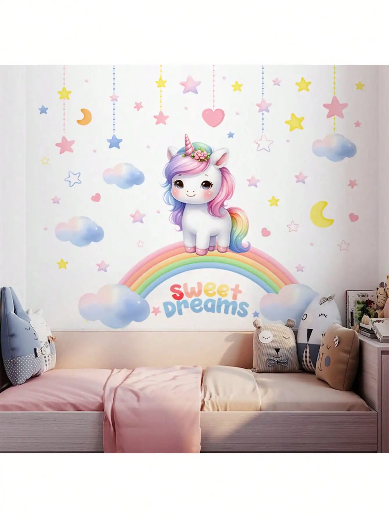 Colourful pony stickers children's room layout decoration bedroom wall stickers warm girls cute cartoon stickers wall decals