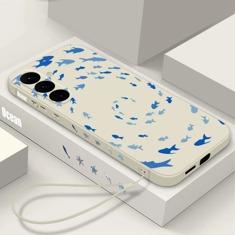 Fish Patterned Lanyard Phone Case For Samsung Galaxy S26 S25 S24 Ultra S23 S25 FE A57 A17 A56 A55 A37 A36 A16 A35 A54 TPU Cover