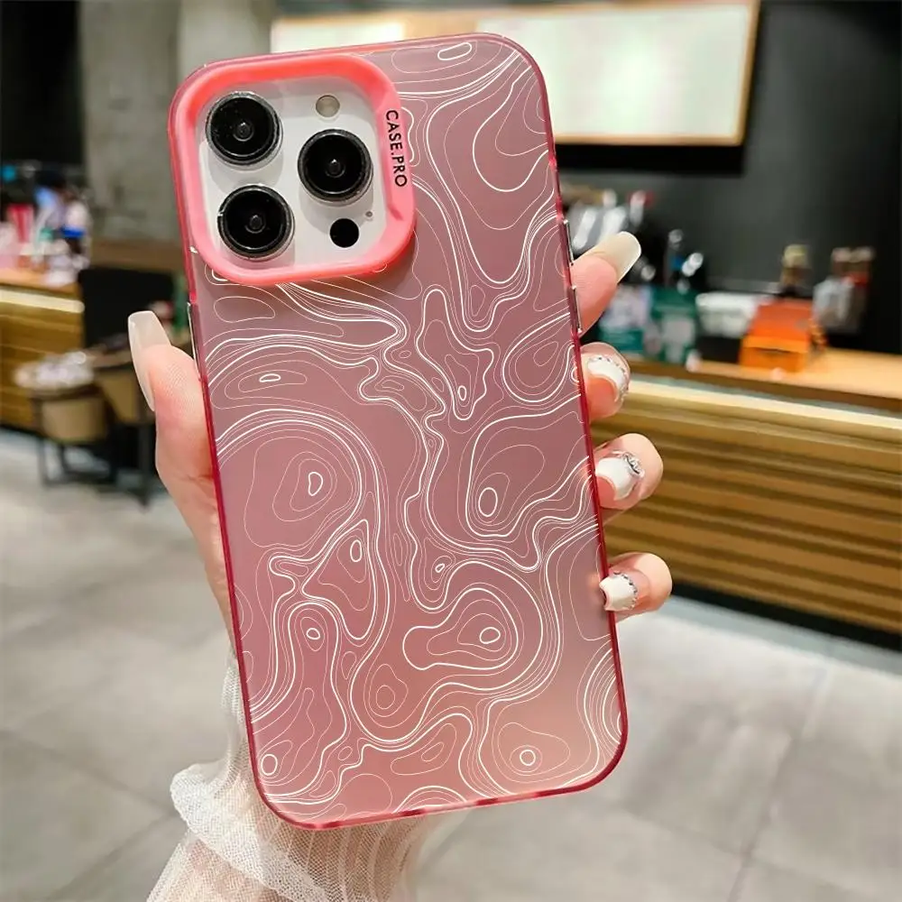 حافظة هاتف بتصميم أنماط الخط الفني التجريدي مناسبة لهاتف iPhone16 15 14 13 12 11 Pro Max مقاومة للصدمات ومضادة للبصمة
